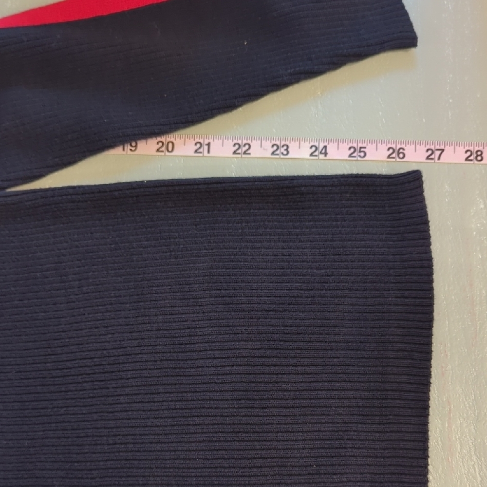 Tommy Hilfiger Black Ribbed Sweater with Red‎ Stripes size Large 100% Cotton image 7